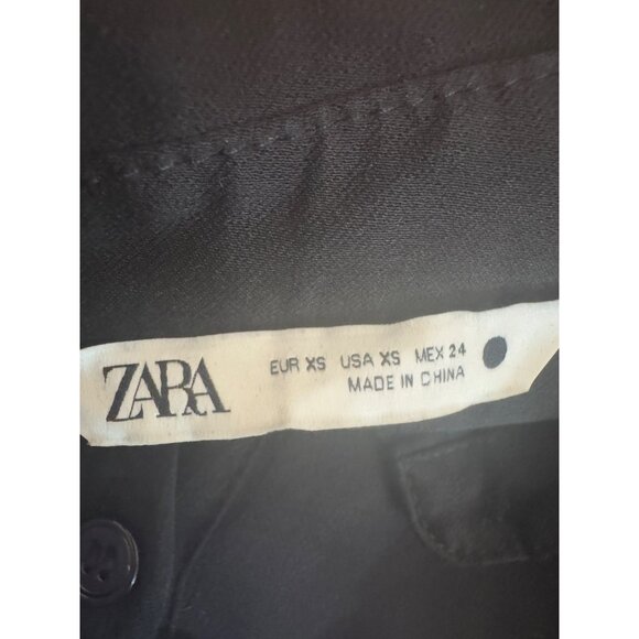 ZARA XS Navy A-Line Tapestry Fabric Skirt Pleats - Picture 3 of 14